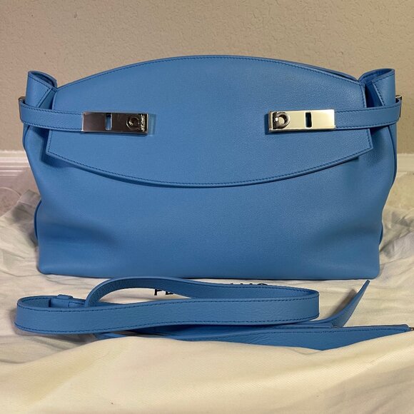 Ferragamo Large Hug Soft Crossbody Bag in Azur (bright blue), silver hardware - Picture 2 of 12
